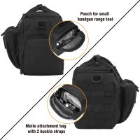 Gun Case Bag Small | Tactical 2-Pistol Bag Handgun Duffle Bag w/Lockable Zipper for Shooting Range Hunting Sports | US Flag Patch + MOLLE Pouch + Universal Holster Included - Image 5