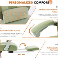Sweetcrispy Office Computer Desk Chair, Ergonomic High-Back Mesh Rolling Work Swivel Chairs with Wheels, Comfortable Lumbar Support, Comfy Arms for Home, Bedroom, Study, Student, Green - Image 6