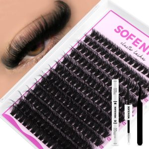 Lash Clusters Kit 80D Fluffy Lash Clusters Kit 10-18mm Volume Eyelash Clusters D Curl Cluster Eyelash Extensions 3D Wispy Lashes Clusters DIY Lash Extension Kit(80D-10-18MIX Thick Kit)