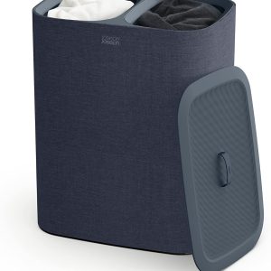Joseph Joseph Tota 90 liter/23.8 gallon Laundry Hamper Separation Basket with lid, 2 Removable Washing Bags with Handles - Black