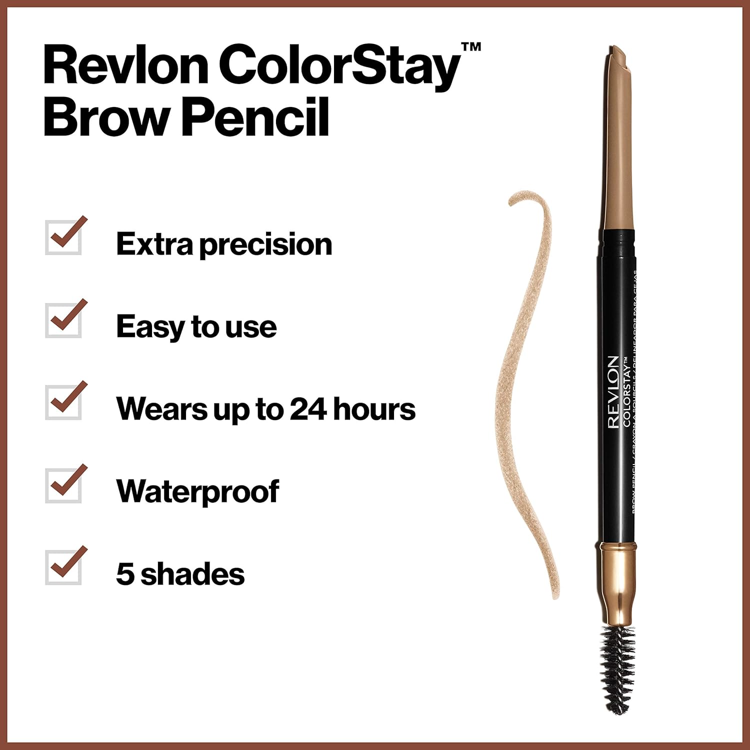 Revlon ColorStay Eyebrow Pencil with Spoolie Brush, Waterproof, Hair-Like Strokes for Natural Looking Brows, 205 Blonde, 0.021 oz - Image 2