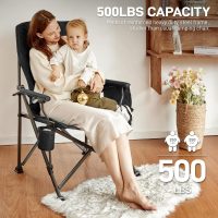 EVER ADVANCED Oversized Folding Camping Chair for Adults with Adjustable Lumbar Support, Heavy Duty Chair with Side Pockets, Portable Collapsible Quad Chair for Outside - Image 6