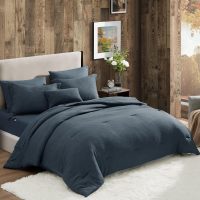 Geniospin King Size Comforter Set- 7 Piece Navy Blue Textured King Bedding Set, Soft Solid Bed in a Bag for All Season, King Comforter Set with Sheets(Navy Blue,102''x90'') - Image 9
