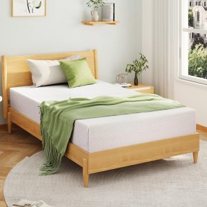 EGOHOME 8 Inch Queen Mattress, Memory Foam Mattress in a Box with Cooling Green Tea Gel, Relieve Pressure with Medium Firm Support, CertiPUR-US Certified, 80''L x 60''W, White