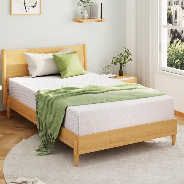 EGOHOME 8 Inch Queen Mattress, Memory Foam Mattress in a Box with Cooling Green Tea Gel, Relieve Pressure with Medium Firm Support, CertiPUR-US Certified, 80''L x 60''W, White
