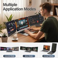 Laptop Screen Extender, 14'' FHD 1080P IPS Ultra-Thin Dual/Triple Monitor Display, HDMI/USB-C Plug-Play Portable Monitor for Laptop, Built-in Speakers(Mac, Win, Android) - Image 5