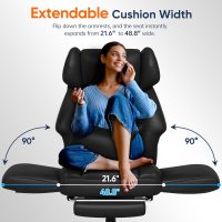 GABRYLLY Ergonomic Chair with Footrest – Wide Cross Legged Chair with Reversible Armrests, 120°Tilt, Lumbar Support,Heavy-Duty Base, Big and Tall Executive Chair Plus, Black, GY82766 - Image 3