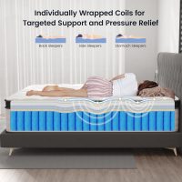 Full Size Mattress, 12 Inch Hybrid Full Mattress, Medium Firm, Memory Foam and Pocket Springs, Pressure Relief, Bed in Box - Image 3