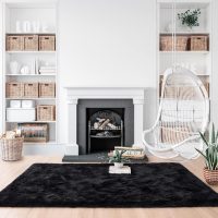 Noahas Fluffy Black Area Rugs for Bedroom Living Room,4x5.3 Feet Thick Shag Throw Floor Carpet,Soft Shaggy Non-Slip Plush Dorm Nursery Kids Rug Home Decor Aesthetic - Image 3