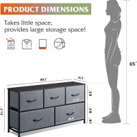 WLIVE Dresser for Bedroom with 5 Drawers, Wide Chest of Drawers, Fabric Dresser, Storage Organizer Unit with Fabric Bins for Closet, Living Room, Hallway, Dark Grey - Image 3