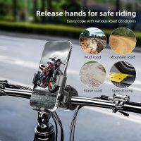 Motorcycle Phone Mount,Bike Phone Holder, Bicycle Handlebar Cell Phone Mount Smartphone Holder Mount 360° Adjustable One Hand Operation, Bike Accessories Handlebar Phone Clip Holder, 94001 - Image 6