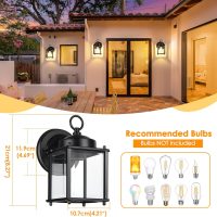 Outdoor Wall Lantern, Exterior Waterproof Wall Sconce Light Fixtures, Black Front Door Wall Lighting with Clear Beveled Glass Shade, 2 Pack - Image 2
