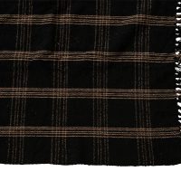 Plaid Black & Tan Fringed Woven Cotton Blend Throw - Image 9