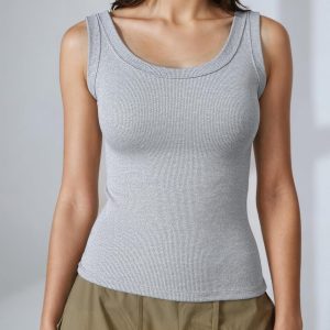 Womens Tank Tops Summer Racerback Sleeveless Shirts Ribbed Slim Fit Workout Basic Tanks Camisole