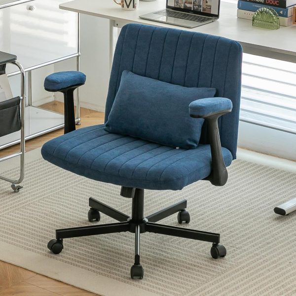 Criss Cross Armrest Office Chair with Wheels - Modern for Home Office, Meditation & Creative Work (Blue)