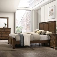Roundhill Furniture Maderne Traditional Wood Panel Bed with Dresser, Mirror, Two Nightstands, Chest, King, Antique Walnut Finish - Image 3
