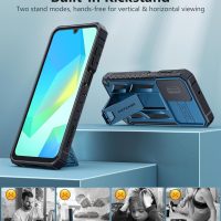 FNTCASE for Samsung Galaxy A16-5G Case: Military Grade Dropproof Cell Phone Cover with Kickstand & Slide | Protective Heavy Duty Rugged Phone Case Bumper Textured Protector (Blue) - Image 4