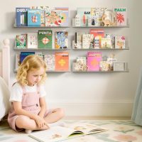 upsimples 6 Pack Acrylic Shelves for Wall Storage, 15" x 4“ Floating Bookshelves for Kids, Display Shelf Organizer for Bathroom, Bedroom, Living Room, Kitchen, Room Decor, Clear - Image 2