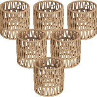 5.0 x 5.0in Chandelier Shades Set of 6, Small Rattan Lamp Shades Clip on Bulb, Boho Lamp Shades Replacement, Mini Cylinder Woven Lampshade, Clip on Lamp Shade for Floor Lamp Pendant Light Wall Sconces - Image 9