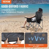 VEVOR Camping Folding Chair, Portable Heavy Duty Outdoor Quad Lumbar Back Padded with Side Pockets, Cup Holder and Cooler Bag for Beach, Lawn, Picnic, Fishing, Backpacking, Black - Image 4