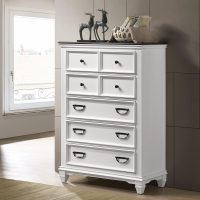 Roundhill Furniture Clelane Wood Bedroom Set with Shiplap Panel King Bed, Dresser, Mirror, Two Nightstands, and Chest in Weathered White and Dark Gray - Image 8
