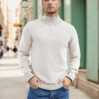COOFANDY Men's Quarter Zip Up Pullover Slim Fit Lightweight Mock Neck Long Sleeve Sweaters - Image 3
