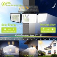 2500LM Solar Lights Outdoor with Motion Sensor,3 Head 270° Wide Angle Street Area Lights, IP65 Waterproof Security Lighting with 3 Modes(Non-Remote,2 Pcs) - Image 2
