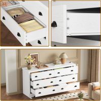 LIKIMIO Dresser for Bedroom 6 Drawer with Charging Station, TV Stand Storage Chest of Drawers for Living Room Hallway Entryway, MDF Board, 59 Inches White - Image 3