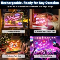 16-Inch Rechargeable Doodle Glow LED Note Board, 7-Color Light Modes, Neon Art Dry Erase Light Up Drawing Pad with Built-in Stand, Sketching Gift Toy for Kids/Girls/Teens, 5 Markers & Tracing Book - Image 2