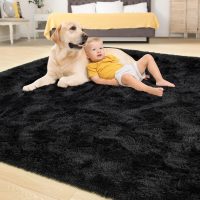 Tepook Super Soft Fluffy Rug for Bedroom, Modern Shaggy Rug Fuzzy Kids Rug for Living Room, Plush Indoor Nursery Home Decor Rug with Non-Slip Bottom, Black, 4 X 6 Feet - Image 4