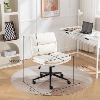 Roundhill Bizerte Adjustable Swivel Criss Cross Chair, Wide Seat Office Chair Vanity Chair, White - Image 2