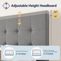 Allewie Upholstered Queen Size Platform Bed Frame with 4 Storage Drawers and Headboard, Square Stitched Button Tufted, Mattress Foundation with Wooden Slats Support, No Box Spring Needed, Light Grey - Image 4