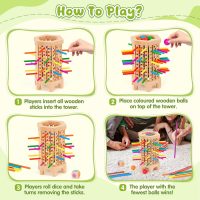 Montessori Game Wooden Board Game, 36 Colorful Wooden Sticks Dice Game, Math Educational Toy for 3 4 5 6 Year Olds, Fine Motor Skills Toy Classic Tower Game for Family Night Gift for Boys Girls - Image 6
