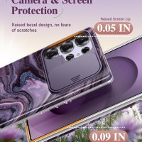 GVIEWIN for Samsung Galaxy S25 Ultra Case with Slide Camera Cover, [Screen Protector] [Shockproof Military Grade Drop Protection] Marble Slim Fit Hard PC Phone Cover S25 Ultra 6.9" 2025 (Quicksand) - Image 5