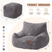 Gaming Chair Comfy Bean Bag Couch Sofa Chair for Bedroom, Modern Faux Fur Reading Bean Bag Chairs for Adults Teens, Living Room Adult Bean Bag Chair with Footrest - Image 2