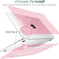 MEEgoodo Glitter Case for M4/M3/M2 MacBook Air 15 inch Case 2025 2024 2023, Fit Model (A3241/A3114/A2941), Laptop Shell with Keyboard Cover&Camera Cover&OTG Adapter& Screen Protector, Glitter Pink - Image 4