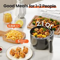 2.1Qt Small Air Fryer - Compact Digital Mini Airfryer with 7-in-1 Presets, 98% Less Oil, Adjustable Temperature & Timer, Shake Reminder, Nonstick, BPA-Free, Dishwasher Safe, Fast & Crispy Cooking - Image 4