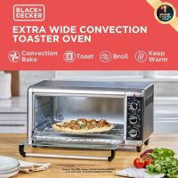 BLACK+DECKER 8-Slice Extra Wide Convection Toaster Oven, Fits 9"x13" Oven Pans and 12" Pizza, Bake, Toast, Broil, and Keep Warm Functions, Countertop Compact Design with Stainless Steel Finish - Image 2
