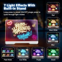 16-Inch Rechargeable Doodle Glow LED Note Board, 7-Color Light Modes, Neon Art Dry Erase Light Up Drawing Pad with Built-in Stand, Sketching Gift Toy for Kids/Girls/Teens, 5 Markers & Tracing Book - Image 3