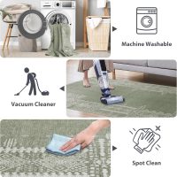 NICETOWN Washable 5x8 Green Area Rugs for Living Room, Ultra-Thin 5x8 Washable Christmas Rugs for Bedroom, Non-Slip Soft Large Bedroom Carpet Non Shedding for Dining Room Office, Sage Green - Image 6