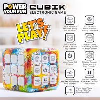 Power Your Fun Cubik LED Flashing Cube Memory Game - Electronic Handheld Game, 5 Brain Memory Games for Kids STEM Sensory Toys Brain Play Puzzle Fidget Light Up Cube Stress Relief Fidget Toy (Tie Dye) - Image 3