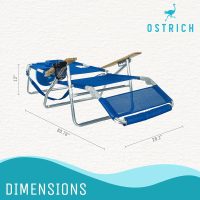 Ostrich 3N1 Lightweight Lawn Beach Reclining Lounge Chair with Footrest, Outdoor Furniture for Patio, Balcony, Backyard, or Porch, Blue - Image 3