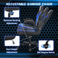 OLIXIS Computer Gaming Chair - PU Leather Ergonomic Lumbar Support with Flip-up Armrest and 360° Swivel Wheels, Height Adjustable Task Home Office Desk Video Racing, Blue - Image 6
