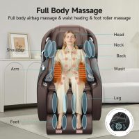 Real Relax 2025 Massage Chair Full Body,Zero Gravity 3D SL-Track Shiatsu Massage Recliner Chair with Heat Body Scan Bluetooth Foot Roller APP Control, Child Lock, Favor-06,Brown - Image 5
