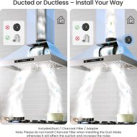 IKTCH 36-inch Wall Mount Range Hood 900 CFM Ducted/Ductless Convertible, Kitchen Chimney Vent Stainless Steel with Gesture Sensing & Touch Control Switch Panel, 2 Pcs Adjustable Lights(IKP02-36'') - Image 5