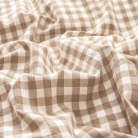 mixinni Tan Gingham Comforter Set Queen, Plaid Comforter Set 3 Pieces 1 Beige Grid Comfoter with 2 Pillow Cases for All Seasons, Soft Fluffy Modern Grid Pattern Printed Bedding-Queen Size - Image 8
