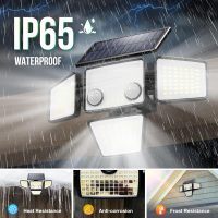 Solar Outdoor Lights - 3000LM 188 LED Motion Sensor Outdoor Lights, 4 Heads Security Light,IP65 Waterproof, Easy Install,270°Wide Angle Flood Wall Light with 3 Modes for Backyard Yard (2 Pack) - Image 6