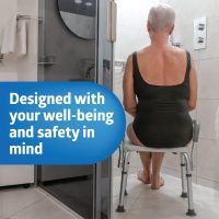 Medline Shower Chair for Inside Shower, Heavy Duty, 350 lb Capacity, Adjustable Height, Non-Slip Seat with Padded Armrests & Back, White - Image 2