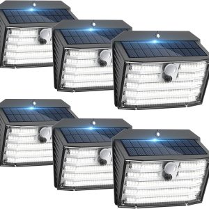 [6 Packs] Solar Motion Lights Outdoor, Ultra Bright Solar Fence Lights with Motion Sensor, IP65 Waterproof Security Light 3 Modes, 270° Lighting Angle, Wall Lights for Deck Patio Fence Garage Door