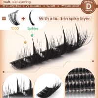 Manga Lash Clusters With Spikes Wispy Cluster Eyelash Extensions Fluffy Anime Eyelashes Clusters Reusable Faux Mink Fairy Individual Lash Extension (D Curve 12-18mm 204 pieces) - Image 3